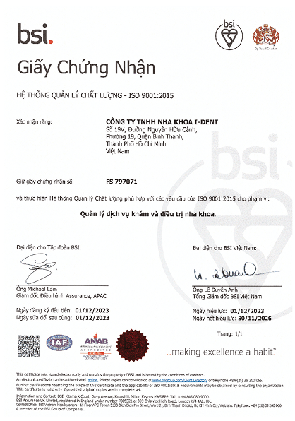 I Dent Cam Kết Luôn Theo Tiêu Chuẩn Chất Lượng Vương Quốc Anh